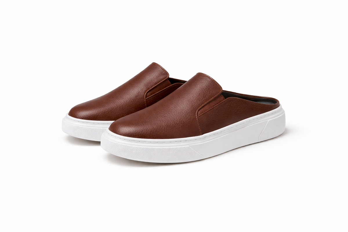 Babouches Cuir Homme Marron 100% Cuir Naturel