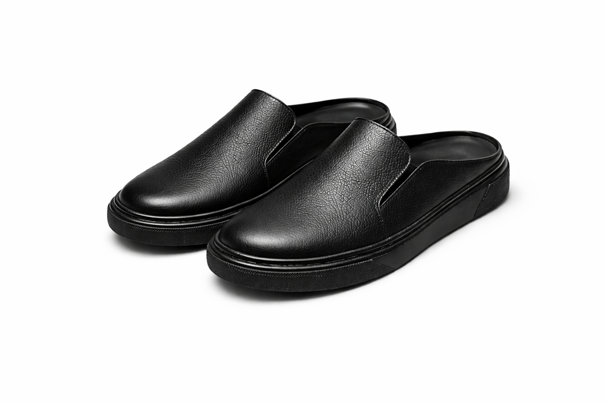 Babouches Cuir Homme Noir 100% Cuir Naturel