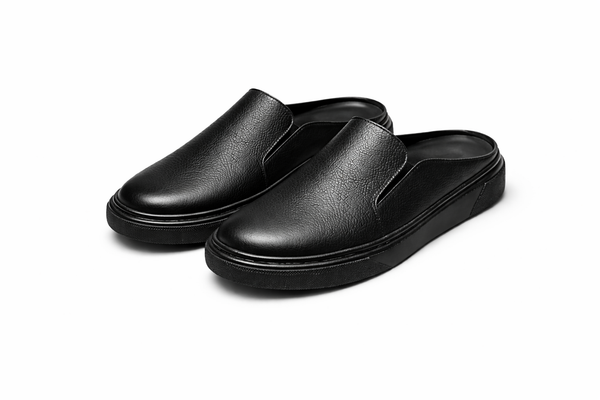 Babouches Cuir Homme Noir 100% Cuir Naturel