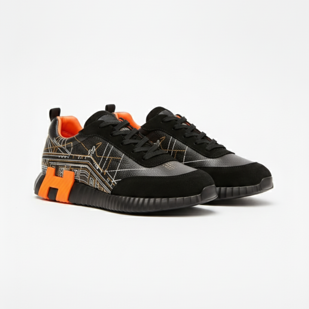 Sneakers Sport Noir Orange